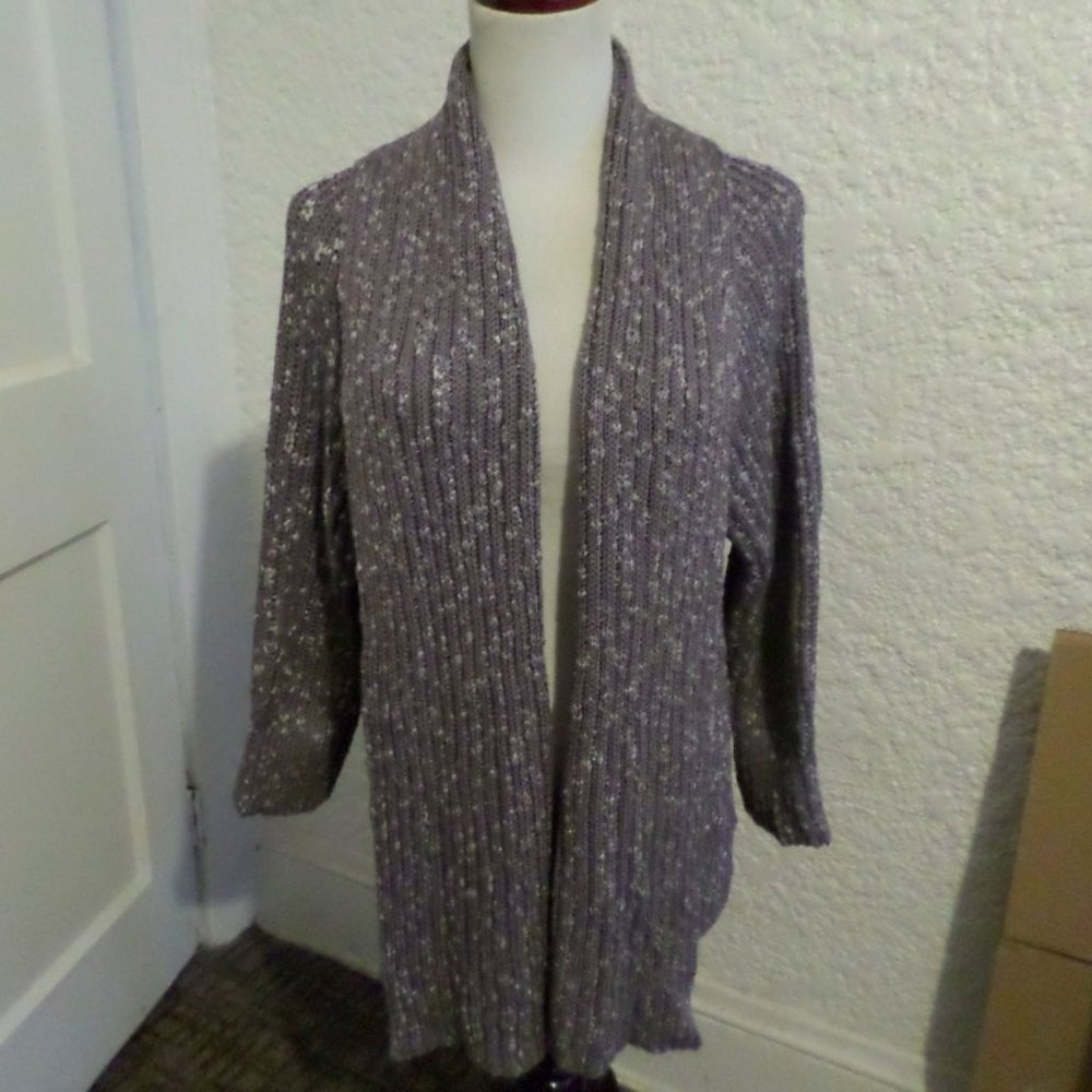 St. John Open Front Long Cardigan Sweater Sz XL